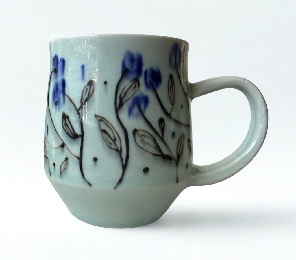 Blue Watercolor Flower Mug