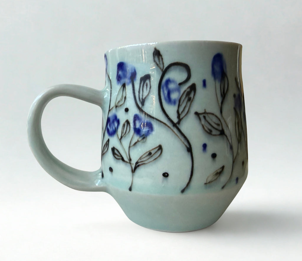 Blue Watercolor Flower Mug