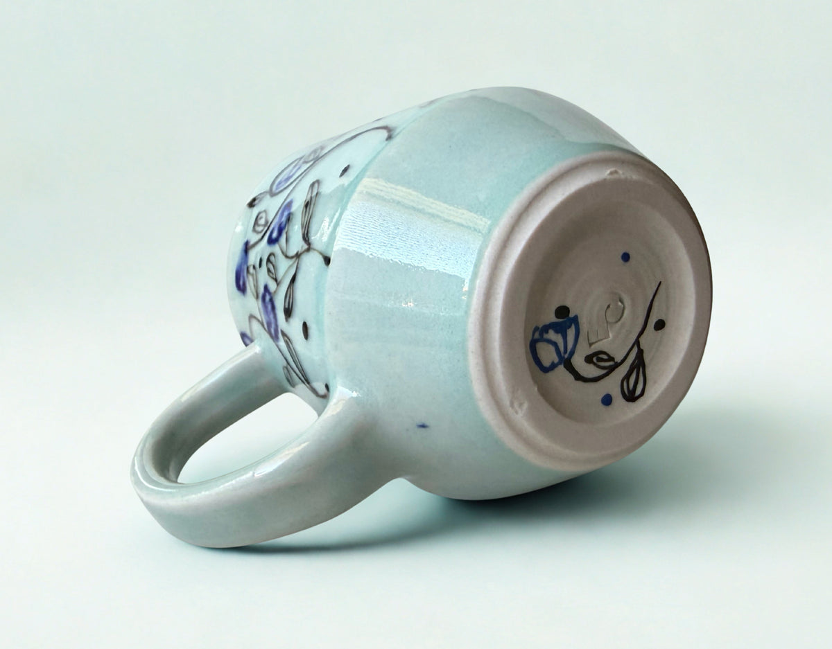 Blue Watercolor Flower Mug