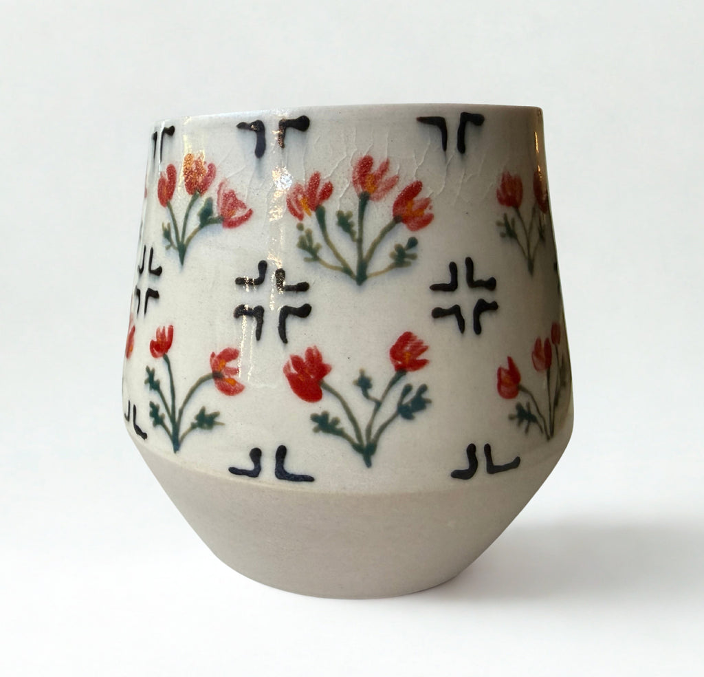 Flower Patterned Tile Tumbler