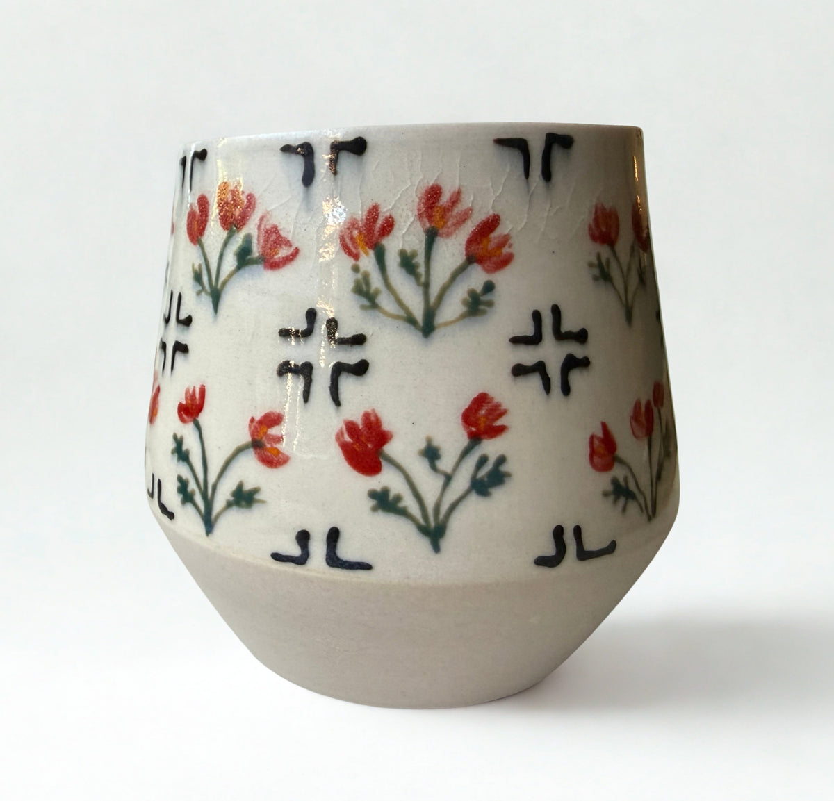 Flower Patterned Tile Tumbler