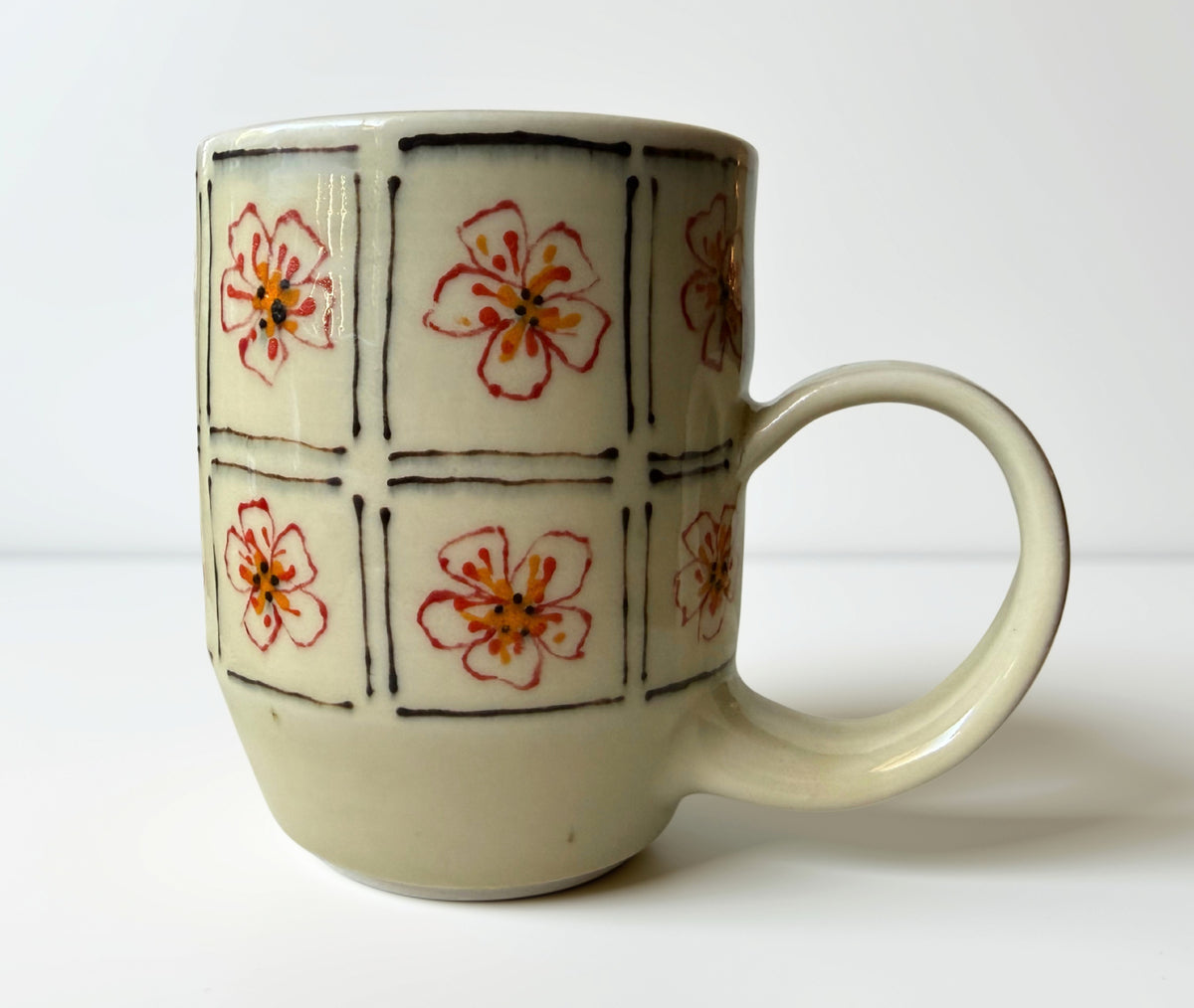 Red Flower Tiled Mug