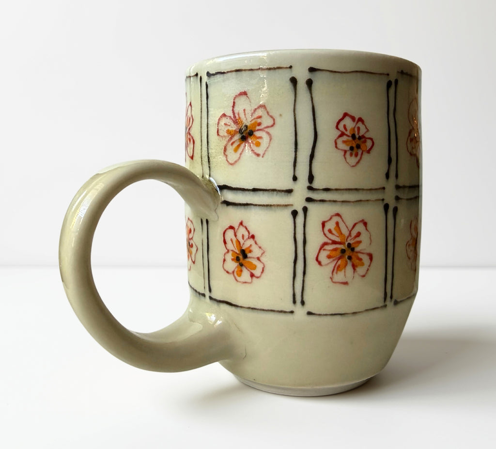 Red Flower Tiled Mug