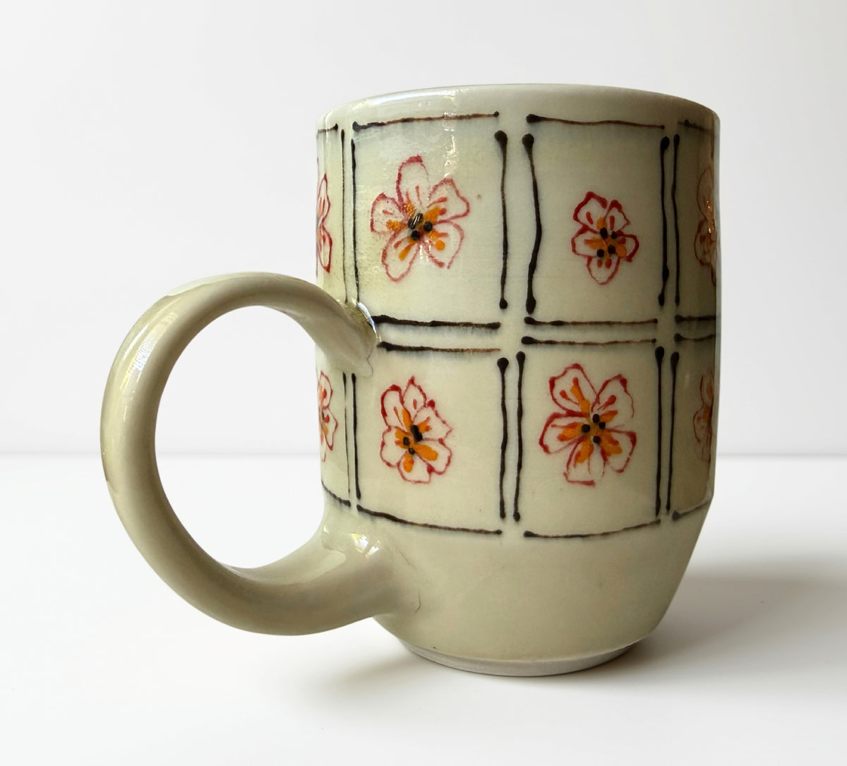 Red Flower Tiled Mug